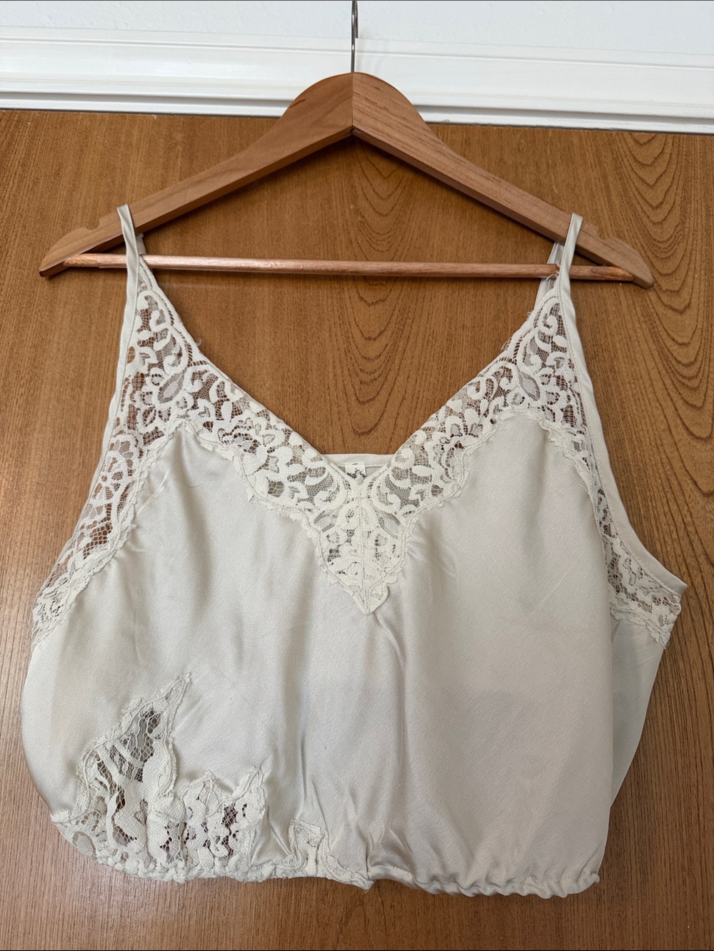 Intimately Free People Lace Trimmed Satin Cropped Camisole